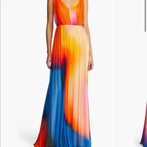 HALSTON size 2 Stacia Crinkle Chiffon A-Line Gown